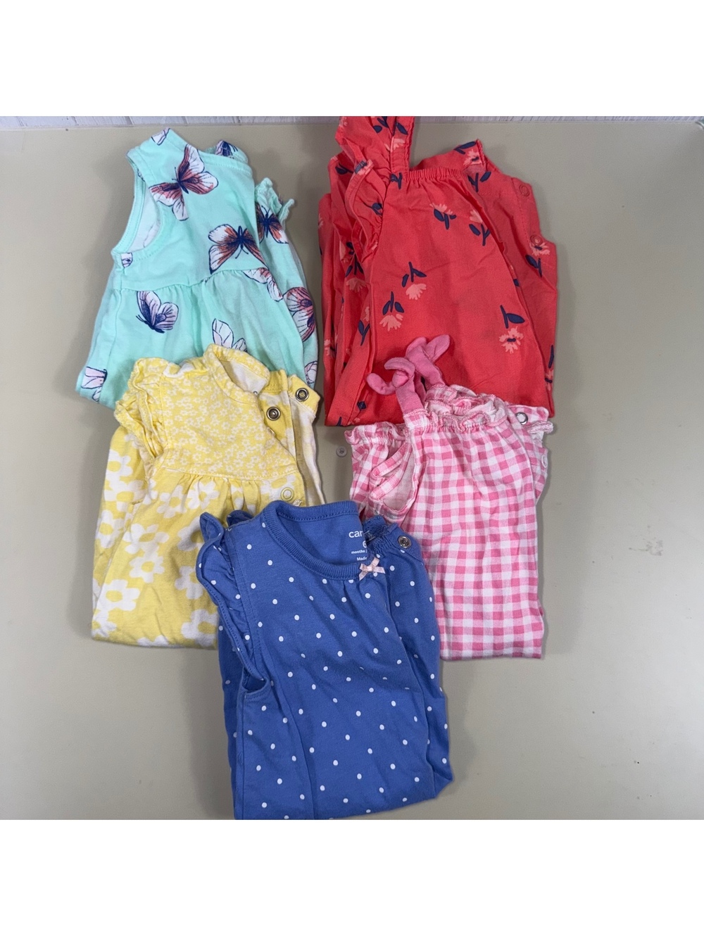 Carter’s Baby Girls 12M Romper Lot 5 Piece